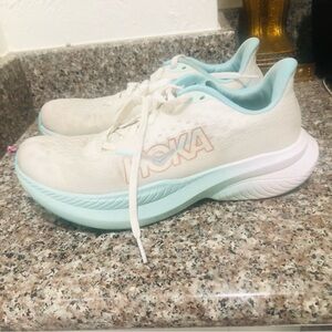 Hoka Women's White and Light Blue Athletic Shoes